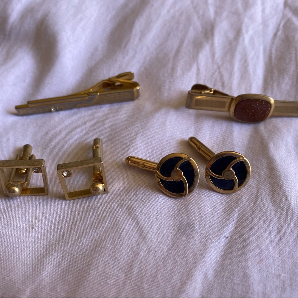 Vintage cuff links and tie bundle